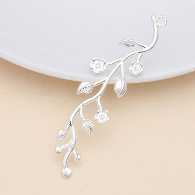 10 τμχ 15x59mm Κλαδί δέντρου Λουλούδι & φύλλα Γούρια Κολιέ Κρεμαστό Αξεσουάρ για κοσμήματα Κατασκευή DIY Wedding Bridal Craft Findings