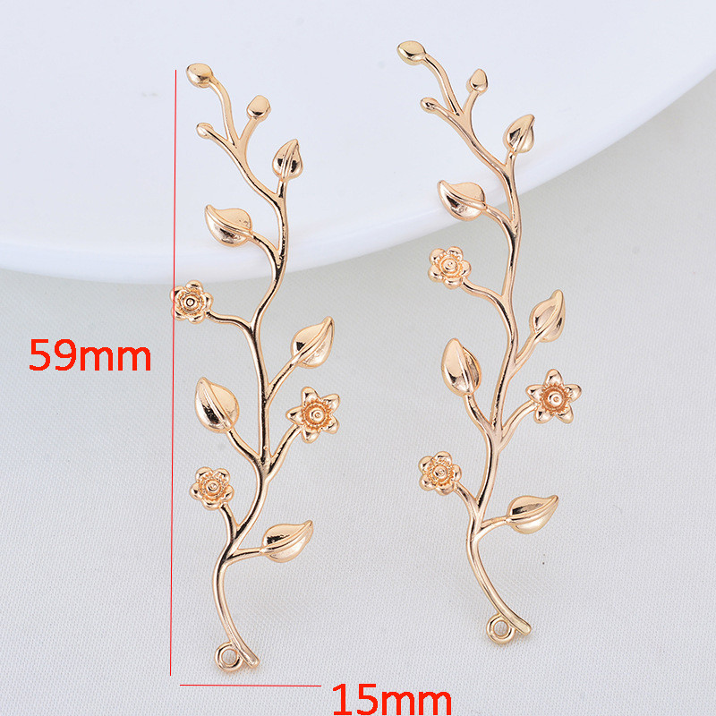 10 τμχ 15x59mm Κλαδί δέντρου Λουλούδι & φύλλα Γούρια Κολιέ Κρεμαστό Αξεσουάρ για κοσμήματα Κατασκευή DIY Wedding Bridal Craft Findings