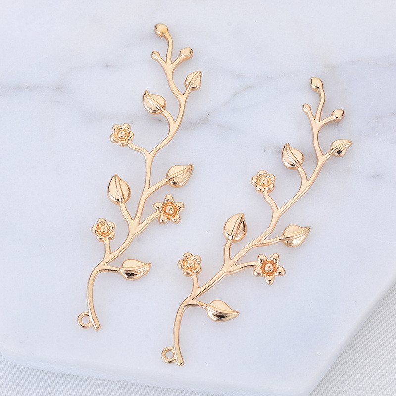 10 τμχ 15x59mm Κλαδί δέντρου Λουλούδι & φύλλα Γούρια Κολιέ Κρεμαστό Αξεσουάρ για κοσμήματα Κατασκευή DIY Wedding Bridal Craft Findings