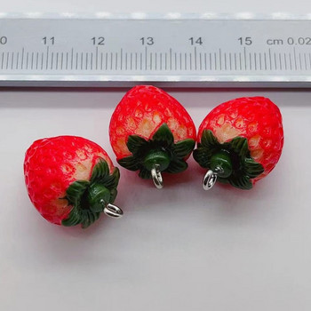 10 τμχ 16*25mm 3D Φράουλα Φρούτα Γούρια Κρεμαστό σκουλαρίκι DIY Αξεσουάρ μόδας κοσμήματα