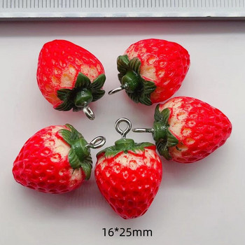 10 бр. 16*25 mm 3D талисмани от ягодова плодова смола, висулка, обеца Направи си сам, модни аксесоари за бижута