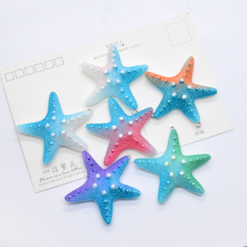 6 τμχ 50mm Big Colorful Starfish Resin Charms Nautical Gradient Sea Star Earring Κρεμαστό Κρεμαστό Μπρελόκ Diy Crafts For Jewelery Make