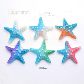 6 τμχ 50mm Big Colorful Starfish Resin Charms Nautical Gradient Sea Star Earring Κρεμαστό Κρεμαστό Μπρελόκ Diy Crafts For Jewelery Make