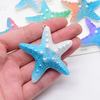 6 τμχ 50mm Big Colorful Starfish Resin Charms Nautical Gradient Sea Star Earring Κρεμαστό Κρεμαστό Μπρελόκ Diy Crafts For Jewelery Make