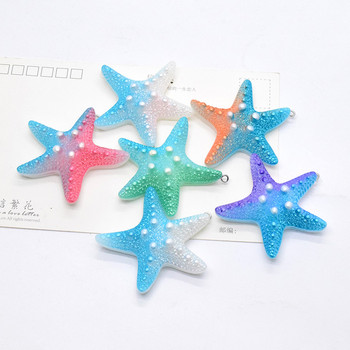 6 τμχ 50mm Big Colorful Starfish Resin Charms Nautical Gradient Sea Star Earring Κρεμαστό Κρεμαστό Μπρελόκ Diy Crafts For Jewelery Make