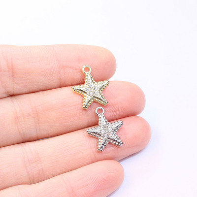 10 τμχ Δημοφιλή στρας Shiny Star Eyes Γούρια με κέρματα DIY Handcraft Γυναικεία Μόδα Κοσμήματα Κόσμημα με φύλλα νικελίου Χωρίς κάδμιο