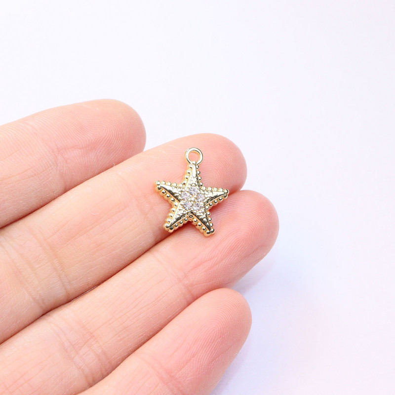 10 τμχ Δημοφιλή στρας Shiny Star Eyes Γούρια με κέρματα DIY Handcraft Γυναικεία Μόδα Κοσμήματα Κόσμημα με φύλλα νικελίου Χωρίς κάδμιο