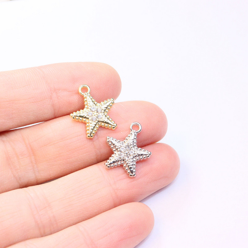 10 τμχ Δημοφιλή στρας Shiny Star Eyes Γούρια με κέρματα DIY Handcraft Γυναικεία Μόδα Κοσμήματα Κόσμημα με φύλλα νικελίου Χωρίς κάδμιο