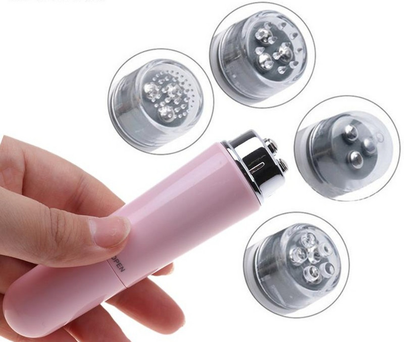 Mini nešiojamasis 4 galvučių elektrinis akių masažuoklis Veido masažo prietaisas, rašiklis Veido procedūros, puikiai pakeliančios vibraciją veido masažo lazdelė Hot