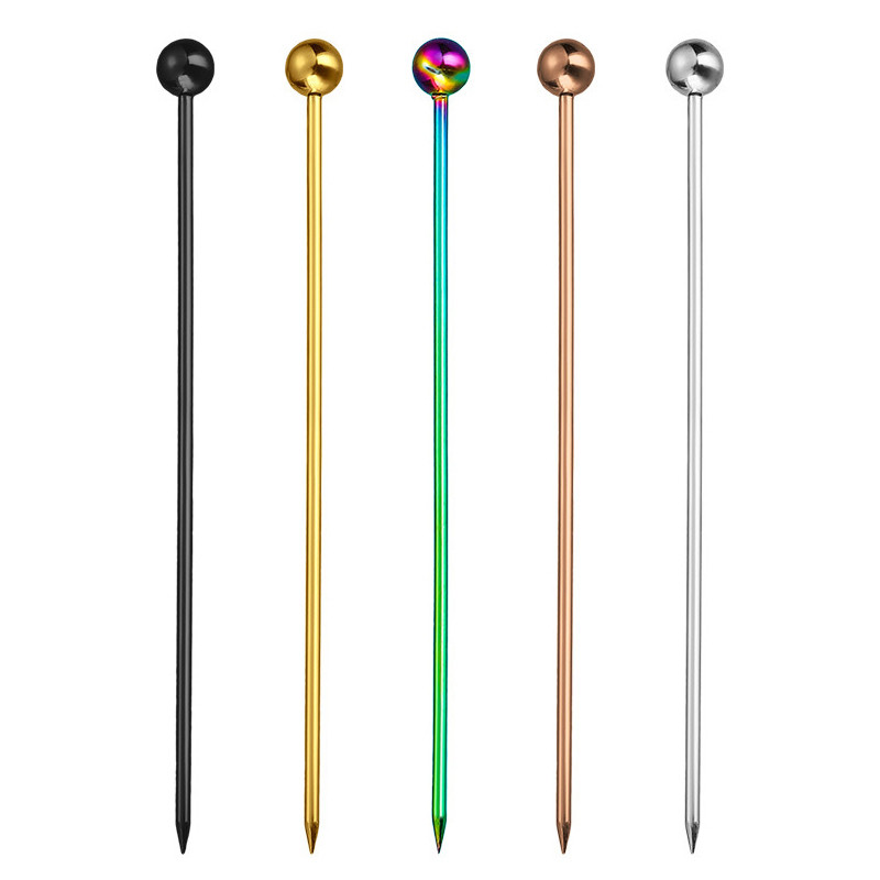 5 tk/komplekt Kokteilikorkid 304 roostevabast terasest vardad hambaorkide jaoks Pulgad Puuviljast metallist hambaork Martini pulgaga uhke kaunistus