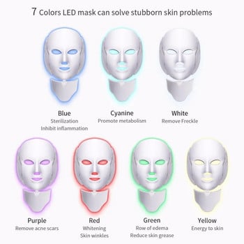 Μάσκα Led 7 Color Skin Care Photon Beauty Home Mask για βελτίωση των κηλίδων ακμής προσώπου κατά της γήρανσης και άλλων προβλημάτων του δέρματος
