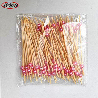 100 vnt., Maistiniai vaisiai, Vestuvių vakarėlio vienkartinis pyragas Desertinis Kokteilio lazdelės Švediško stalo pyragas, Dantų krapštuko iešmas