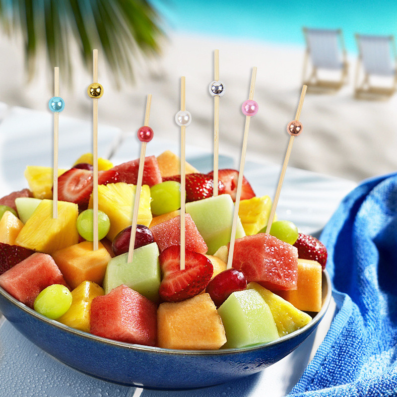 100 vnt., Maistiniai vaisiai, Vestuvių vakarėlio vienkartinis pyragas Desertinis Kokteilio lazdelės Švediško stalo pyragas, Dantų krapštuko iešmas