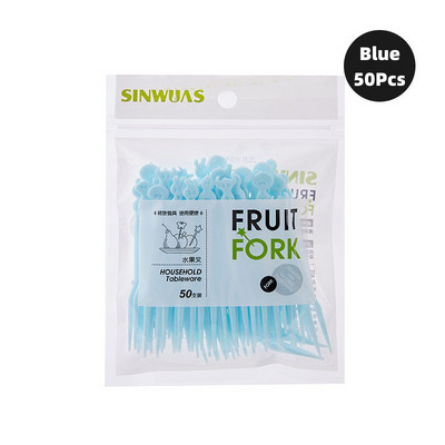 50 buc Mini copii de animale Ferma de fructe Furculiță de desene animate Gustare Tort Desert Alimente Fructe Scobitoare Prânz Decorare pentru petrecere Culoare aleatorie