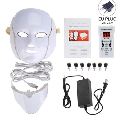 Led Face Neck Mask Light Therapy 7 Colors Photon Blue Red Light Maintenance Ilu Naha noorendamine Kodu Näonahahooldusmask