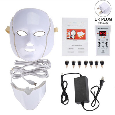Led Face Neck Mask Light Therapy 7 Colors Photon Blue Red Light Maintenance Ilu Naha noorendamine Kodu Näonahahooldusmask