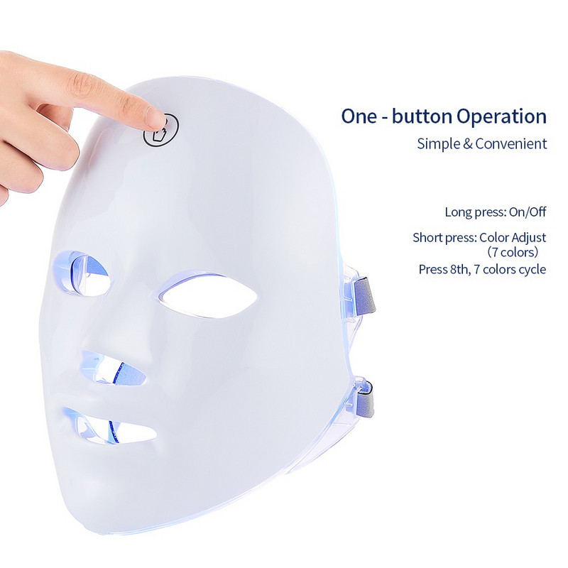 Laetav näo LED-mask 7 värvi LED fotonteraapia ilumask naha noorendamine kodune näo tõstmine valgendav iluseade