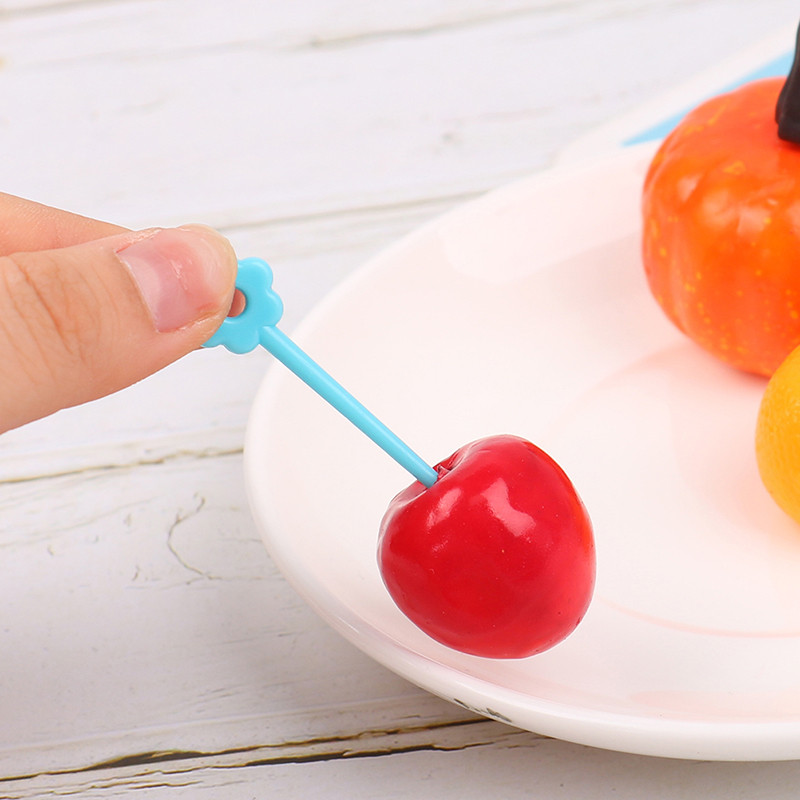 Puuviljakahvel armas lilleline hambaork toiduvalik Mini kastmepudel lõunakarbi kaunistuseks laste toidulisandi tööriist