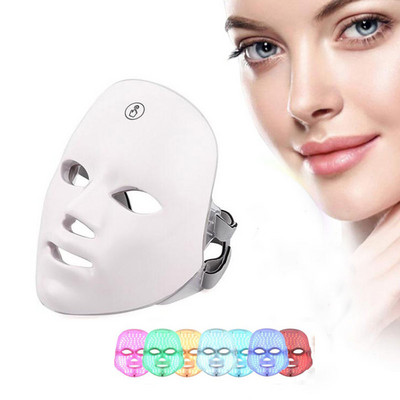 Mască cu LED-uri cu 7 culori Mască de frumusețe facială Fotoni pentru întinerirea tenului ușoară Terapie anti acnee Îndepărtarea ridurilor Îngrijirea pielii Mască facială