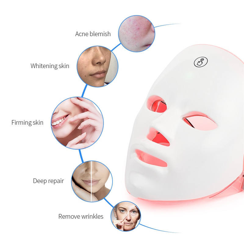 7 värvi Led Mask näo ilumask Photon Light Skin Rejuvenation Anti Akne Therapy Kortsude eemaldamine Nahahooldus Näomask
