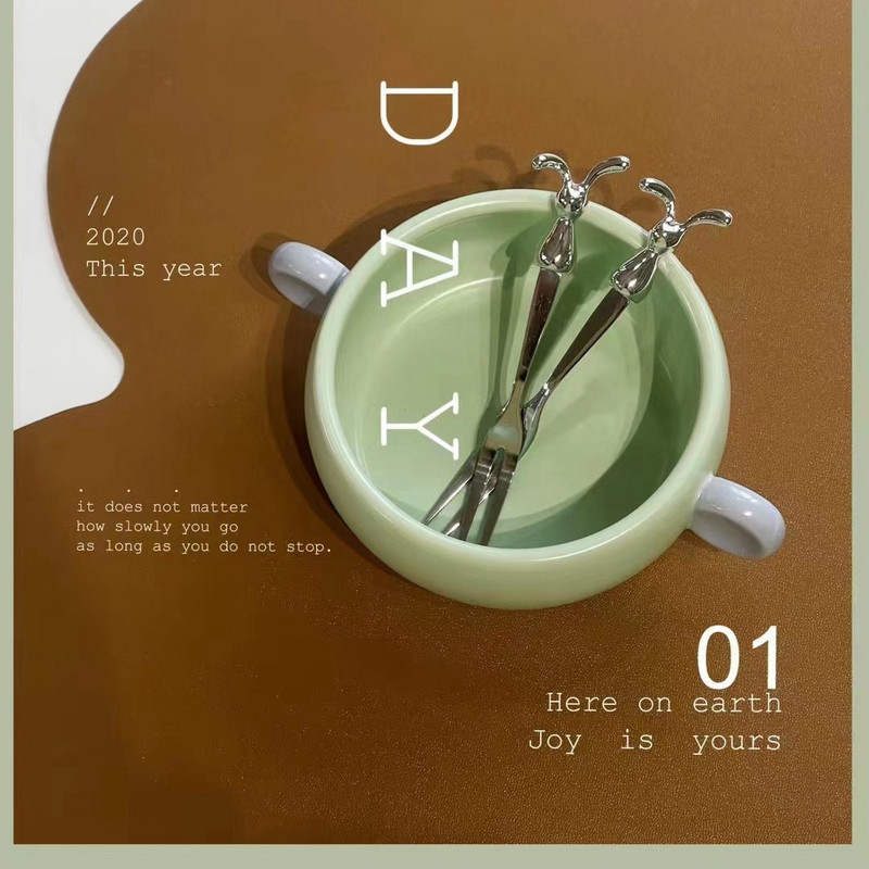 Žlica za kavu i vilica od nehrđajućeg čelika Prekrasna simpatična žličica u obliku zeca Štap za miješanje Desertna voćna vilica Žlica za sladoled