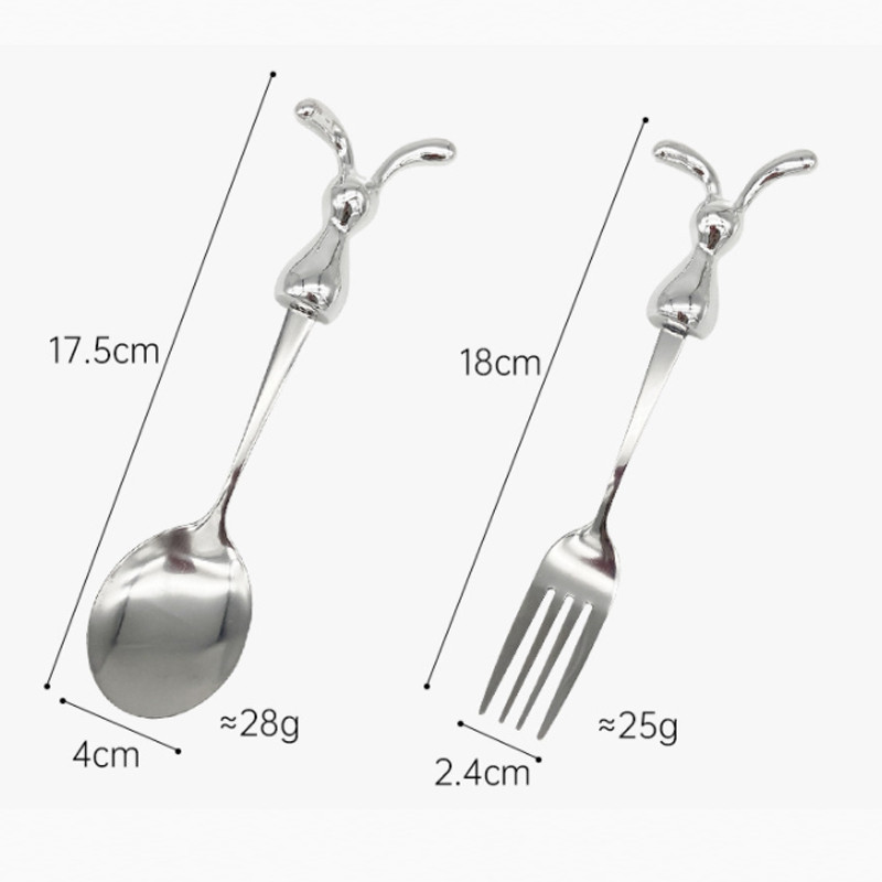 Žlica za kavu i vilica od nehrđajućeg čelika Prekrasna simpatična žličica u obliku zeca Štap za miješanje Desertna voćna vilica Žlica za sladoled