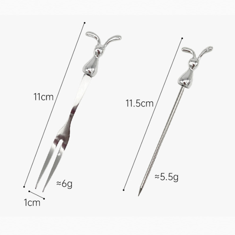 Žlica za kavu i vilica od nehrđajućeg čelika Prekrasna simpatična žličica u obliku zeca Štap za miješanje Desertna voćna vilica Žlica za sladoled