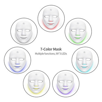 LED маска за фотонна светлинна терапия за лице USB зареждане 7 цвята Подмладяваща маска за лице за изсветляване на кожата за устройство за красота против стареене
