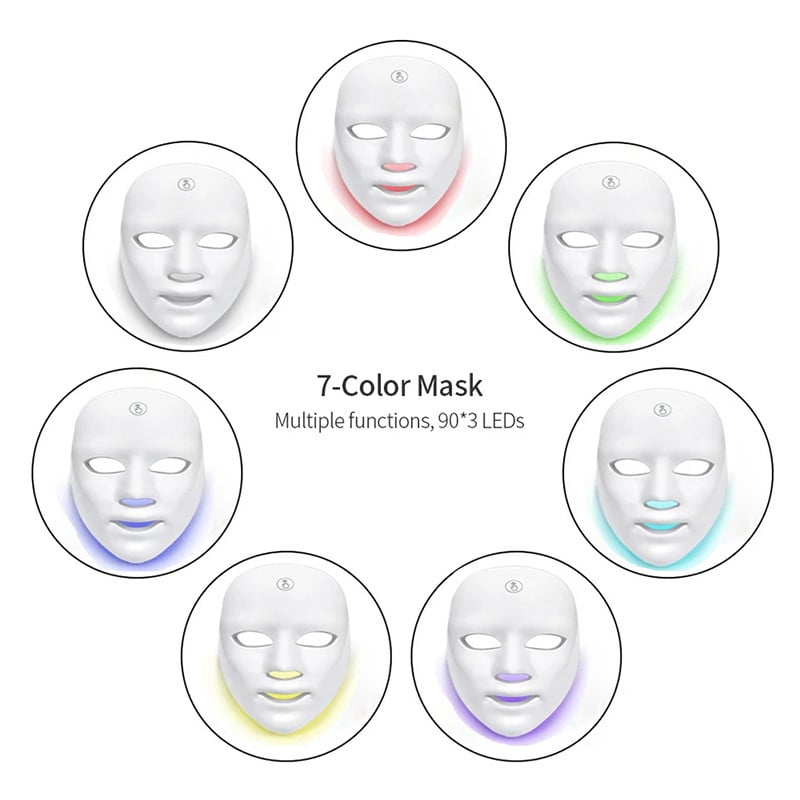 LED-näo fotonvalgusteraapia mask USB Charge 7Colors nahka kirgastav noorendav näomask vananemisvastasele iluseadmele