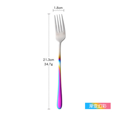 1 τεμ. από ανοξείδωτο ατσάλι Κορεάτικο κέικ ουράνιο τόξο Πιρούνι φρούτων Πιρούνι για δείπνο Σαλάτα Πιρούνι Επιτραπέζιο σκεύος Χρυσό πιρούνι για επιδόρπιο για το ξενοδοχείο Εργαλείο κουζίνας για πάρτι