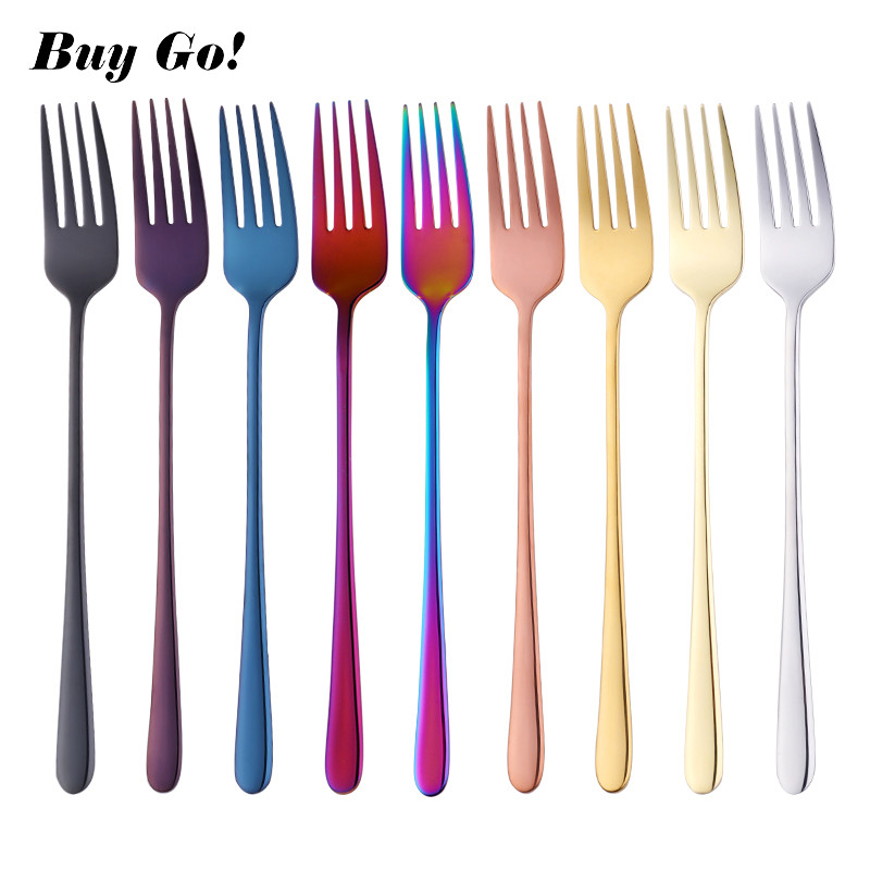 1 τεμ. από ανοξείδωτο ατσάλι Κορεάτικο κέικ ουράνιο τόξο Πιρούνι φρούτων Πιρούνι για δείπνο Σαλάτα Πιρούνι Επιτραπέζιο σκεύος Χρυσό πιρούνι για επιδόρπιο για το ξενοδοχείο Εργαλείο κουζίνας για πάρτι