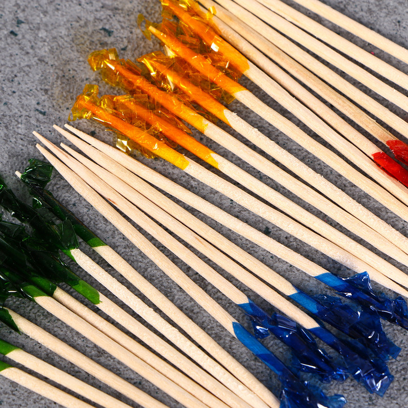 100 kom bambusovih plodova sa šarenim trakama od cvijeća ubranih cvjetova Štapići za koktele Sendvič od voća od koktela Čačkalice nasumične boje