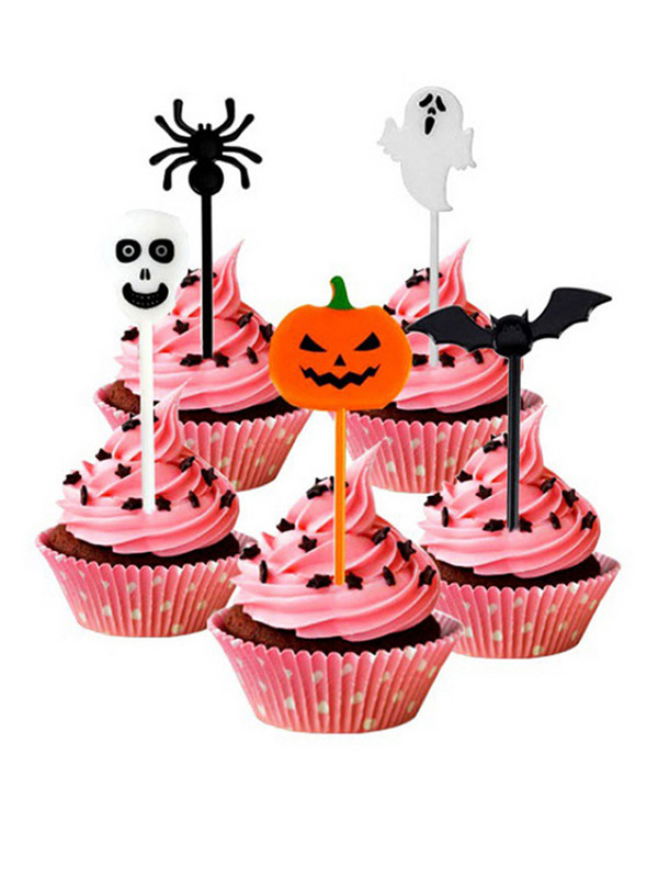 10 tk Halloweeni puuviljakahvel Multifilm Laste kook Magustoit Hambaork Lõunasöök Toidukahvel Bento Peokaunistus juhuslik stiil