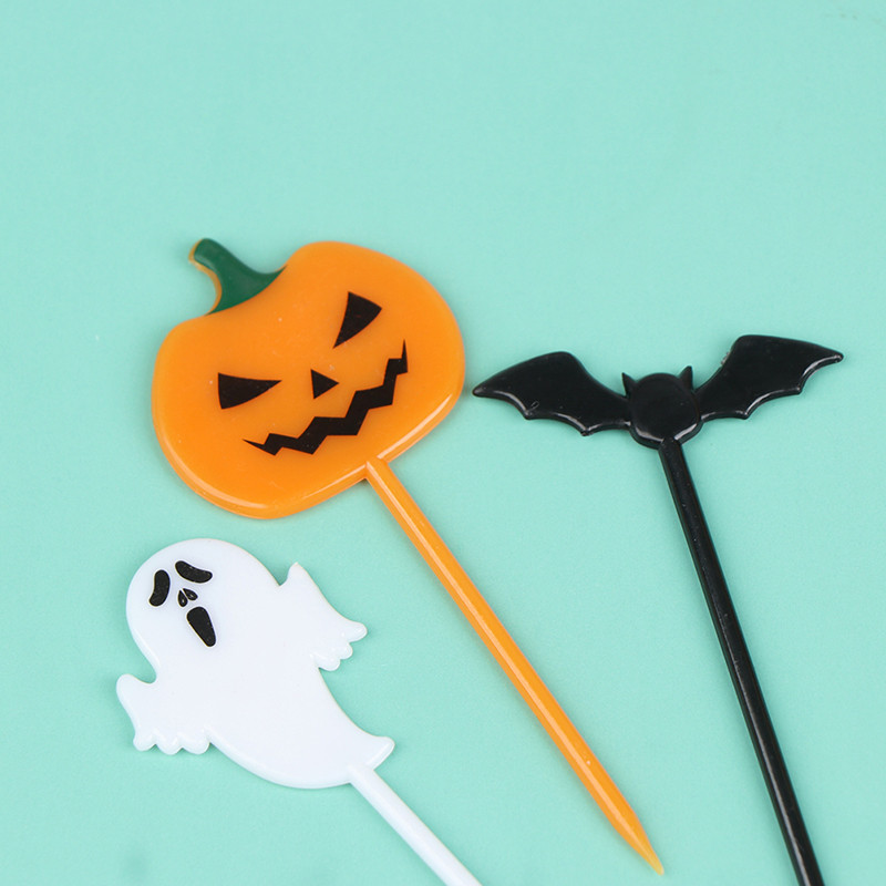 10 tk Halloweeni puuviljakahvel Multifilm Laste kook Magustoit Hambaork Lõunasöök Toidukahvel Bento Peokaunistus juhuslik stiil