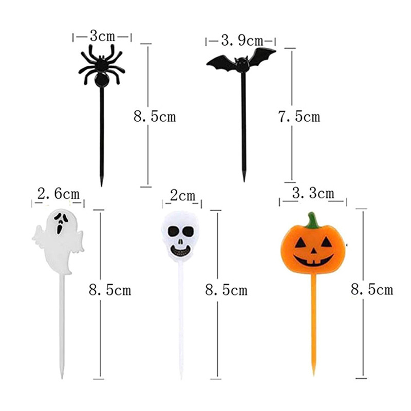 10 tk Halloweeni puuviljakahvel Multifilm Laste kook Magustoit Hambaork Lõunasöök Toidukahvel Bento Peokaunistus juhuslik stiil