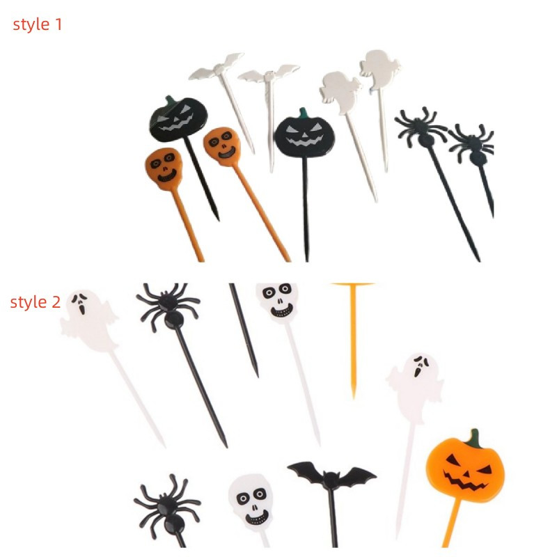 10 tk Halloweeni puuviljakahvel Multifilm Laste kook Magustoit Hambaork Lõunasöök Toidukahvel Bento Peokaunistus juhuslik stiil