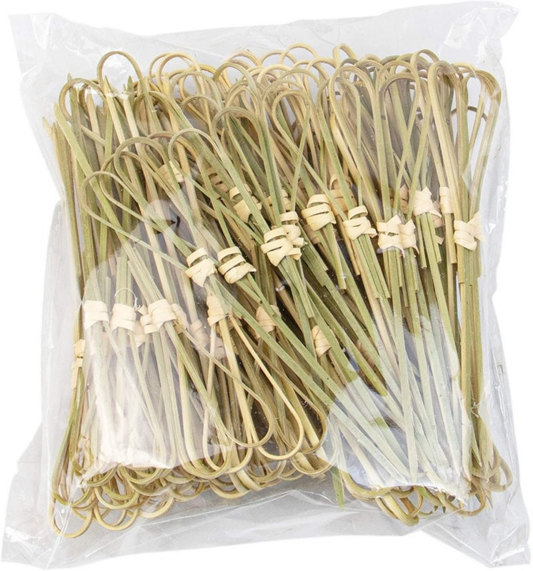 100db bambusz koktél 4,7 hüvelykes fából készült fogpiszkáló előételekhez italhoz, élelmiszer kellékekhez születésnapi torta parti falatkákhoz