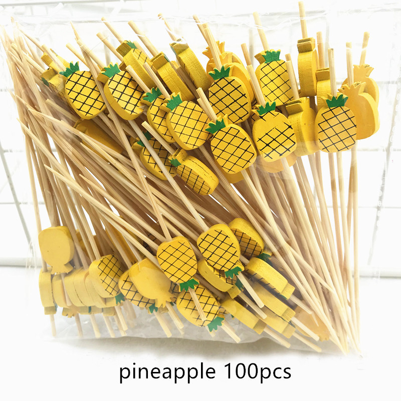 100τμχ 12cm Ανανάς Flamingo Fruit Fork Sticks Buffet Cupcake Toppers Cake Cocktail Forks Διακοσμήσεις πάρτι για φεστιβάλ γάμου
