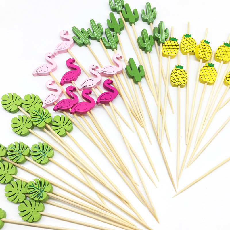 100τμχ 12cm Ανανάς Flamingo Fruit Fork Sticks Buffet Cupcake Toppers Cake Cocktail Forks Διακοσμήσεις πάρτι για φεστιβάλ γάμου