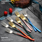 Vilica od nehrđajućeg čelika 304 Korejska kućanska vilica s dugom drškom Vilica za salatu Vilica za odreske Vilica za voće Kreativna zapadnjačka vilica Posuđe