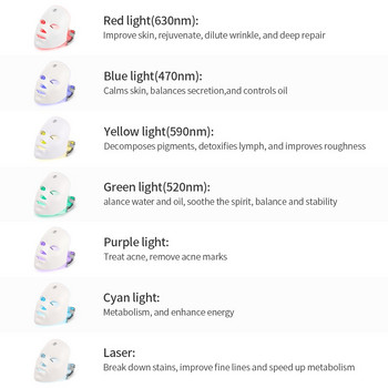 Безжична 7-цветна LED маска за лице, фотонна терапия, подмладяване на кожата, изсветляваща, против акне, премахване на бръчки, грижа за кожата, маска за красота