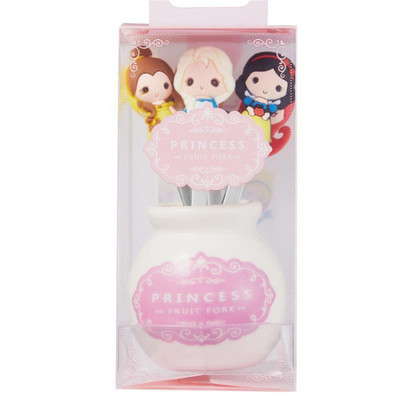 6kom slatke vilice za voće u obliku princeze od nehrđajućeg čelika za dijete Set vilica za desert s držačem za pohranu Vilica za zabavu za jelo