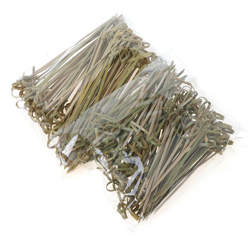 100 vnt./pak. Vienkartiniai bambuko mazgo iešmeliai Bambuko mazgo kratikliai Bambuko krapštukai kokteiliams su susuktais galais kokteilių vakarėliui