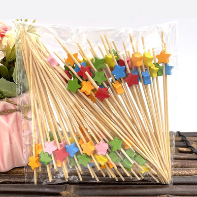 100 tk 12 cm südamega ühekordselt kasutatavad bambuskahvlid puuviljad magustoidud söögipulgad Kokteilid kook Pulmad lastele Sünnipäevapeo kaunistused