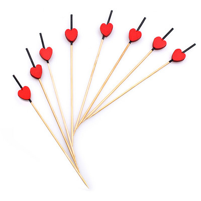 100 tk 12 cm südamega ühekordselt kasutatavad bambuskahvlid puuviljad magustoidud söögipulgad Kokteilid kook Pulmad lastele Sünnipäevapeo kaunistused