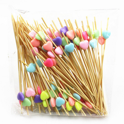 100 tk 12 cm südamega ühekordselt kasutatavad bambuskahvlid puuviljad magustoidud söögipulgad Kokteilid kook Pulmad lastele Sünnipäevapeo kaunistused