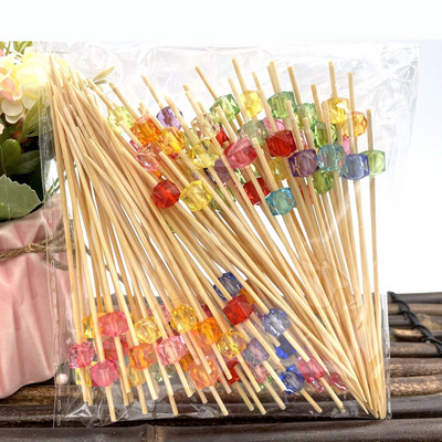100 tk 12 cm südamega ühekordselt kasutatavad bambuskahvlid puuviljad magustoidud söögipulgad Kokteilid kook Pulmad lastele Sünnipäevapeo kaunistused