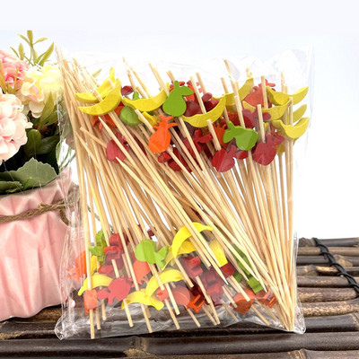 100 tk 12 cm südamega ühekordselt kasutatavad bambuskahvlid puuviljad magustoidud söögipulgad Kokteilid kook Pulmad lastele Sünnipäevapeo kaunistused