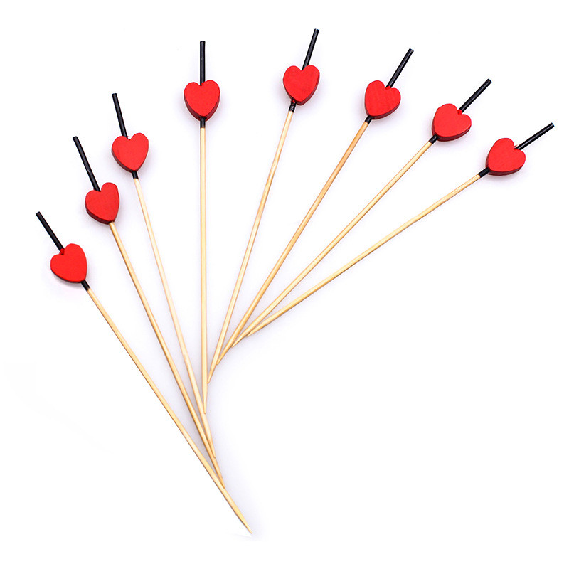 100 tk 12 cm südamega ühekordselt kasutatavad bambuskahvlid puuviljad magustoidud söögipulgad Kokteilid kook Pulmad lastele Sünnipäevapeo kaunistused