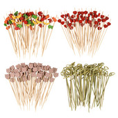 100 vnt Širdies gėlių bambuko rinkinys Buffet Pick Buffet vienkartinis bambuko desertinis pyragas salotų lazdelė kokteilis iešmo vestuvių dekoravimas